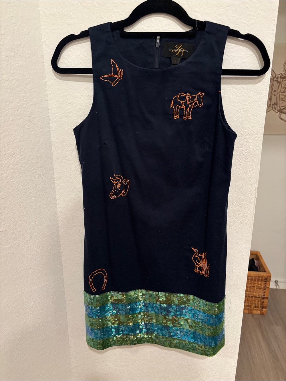 Hand embroidered Julie brown mini dress
